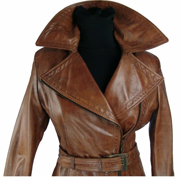 New Genuine Belstaff Leather Long Iver Pilots Coat EU 42 Italy Antique Cuer - Picture 4 of 13